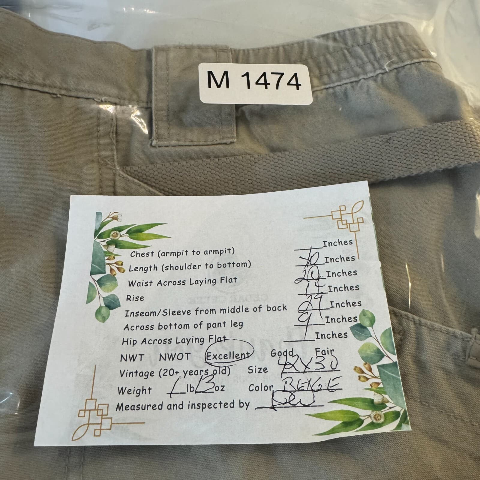 5.11 Tactical Workwear Pants Men’s 42x30 Beige Cotton Cargo Pockets - Thumbnail 9