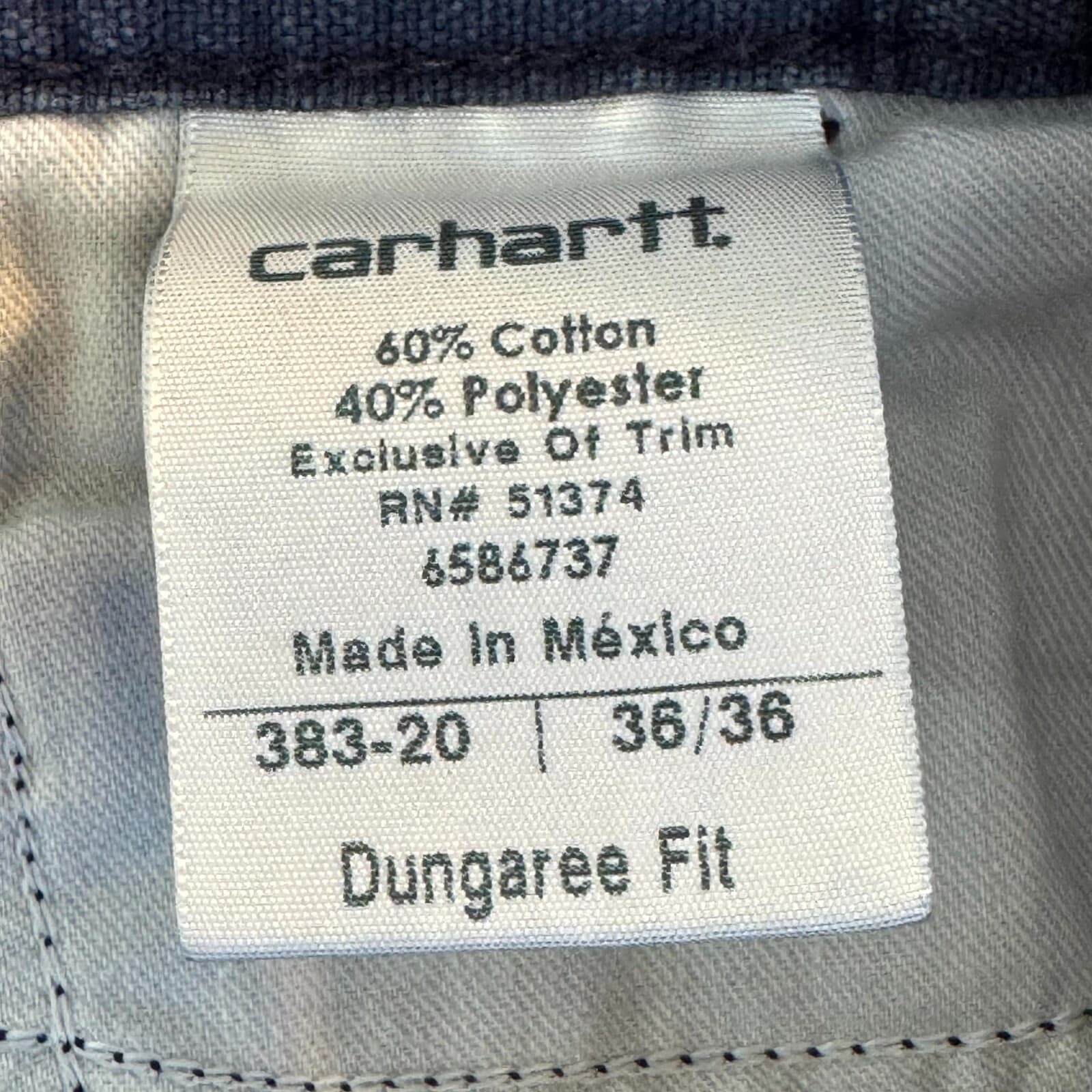 Carhartt Carpenter Pants Mens 36x36 Navy Canvas Dungaree Fit Workwear 383-20 - Thumbnail 6