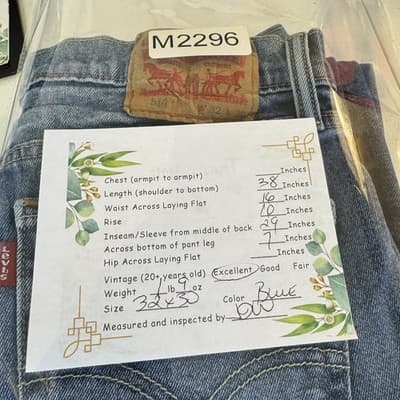 Levis 514 Jeans Mens 32x30 Blue Whiskered Straight Leg Medium Wash Denim Pants - Thumbnail 6