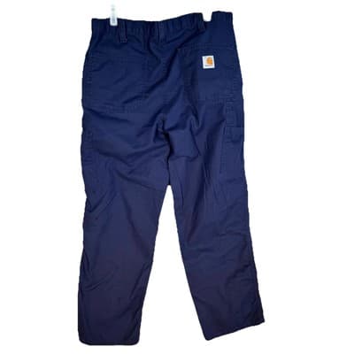 Carhartt Carpenter Pants Men 34x30 Navy Canvas Dungaree Fit Workwear 383-20 - Thumbnail 2