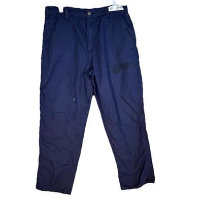 Carhartt Carpenter Pants Men 34x30 Navy Canvas Dungaree Fit Workwear 383-20 - Image 1