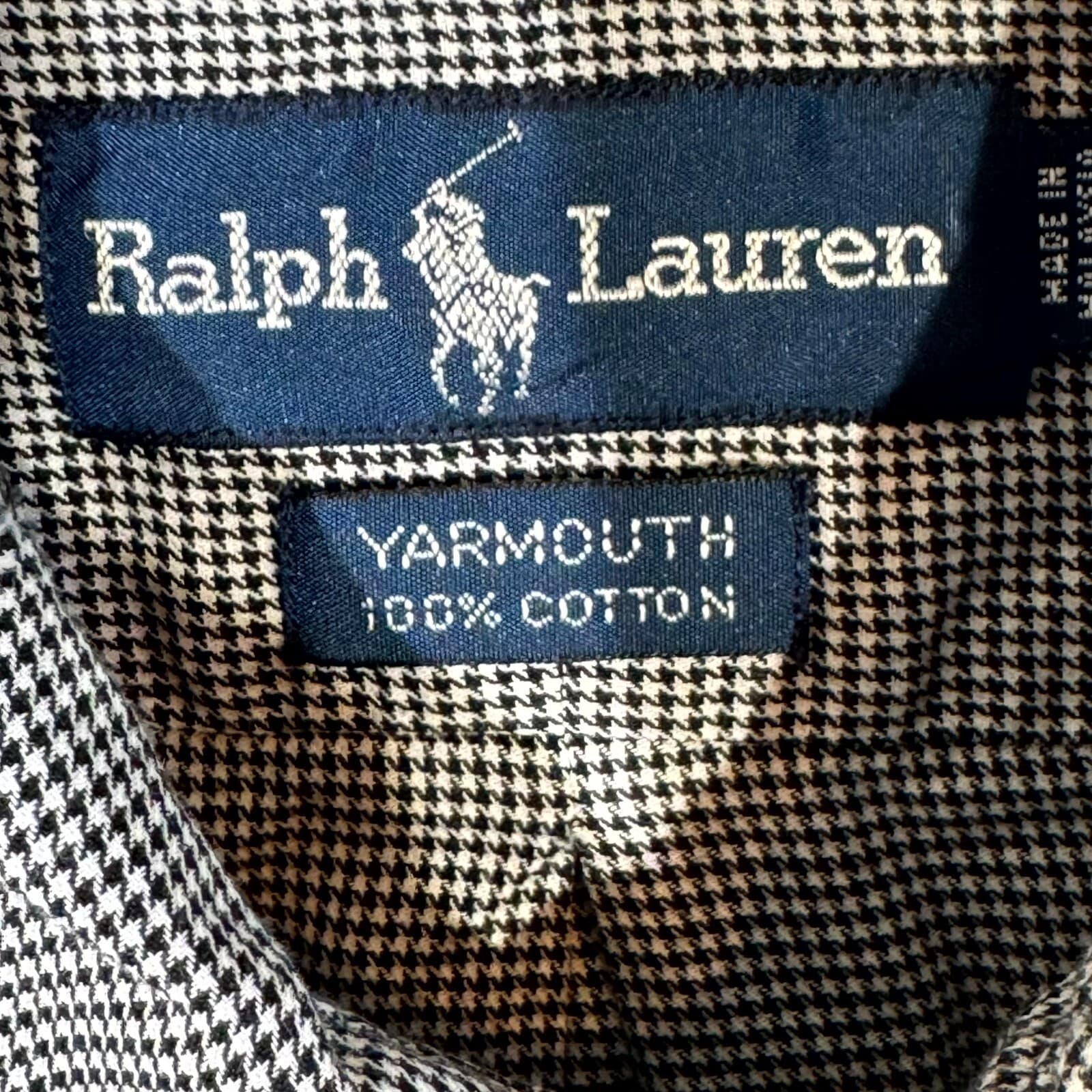 Ralph Lauren Yarmouth Men’s Dress Shirt 16 34/35 Gray Houndstooth Cotton - Thumbnail 8