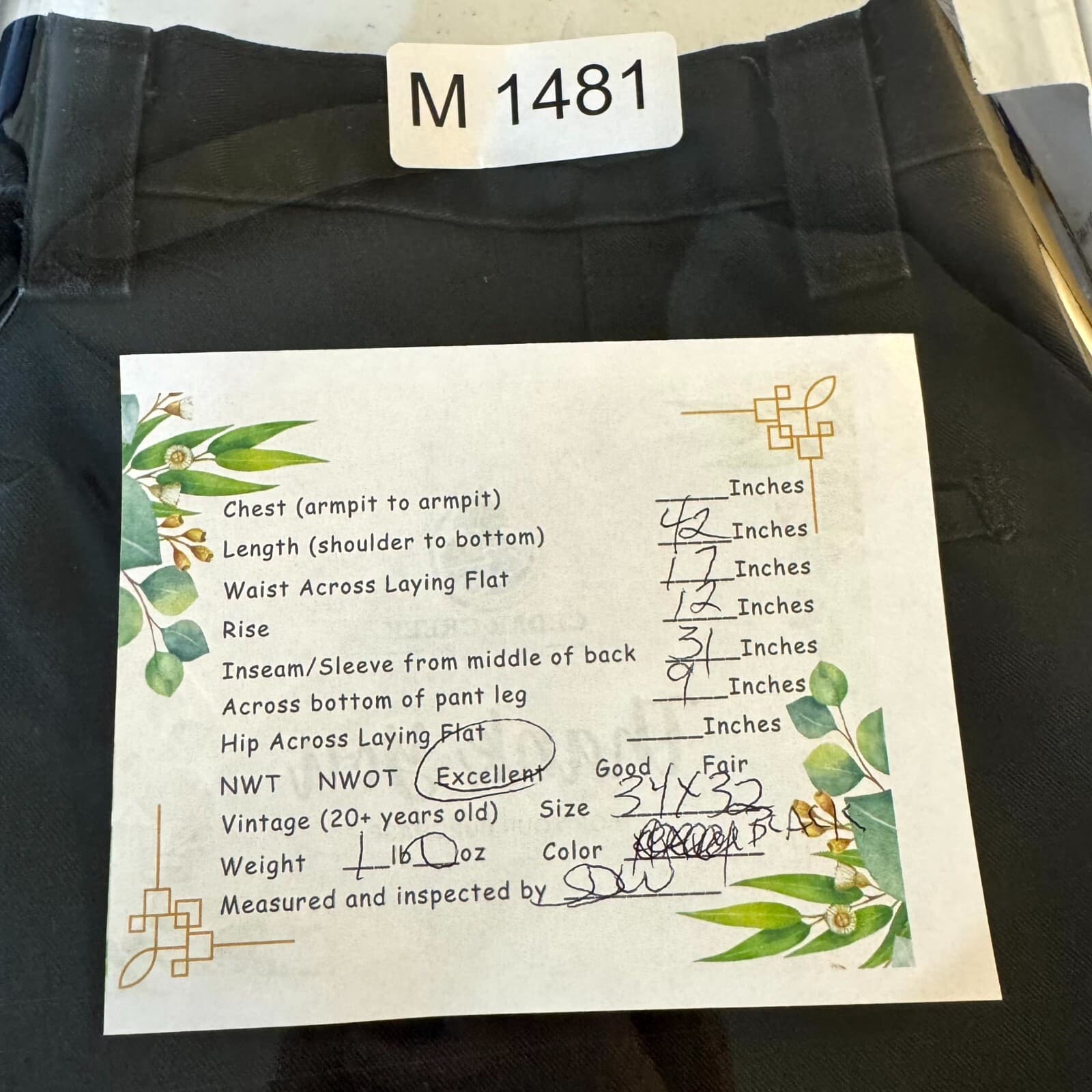 Dickies 874 Men’s Work Pants 34x32 Black Regular Fit Flat Front Zip Fly - Thumbnail 9