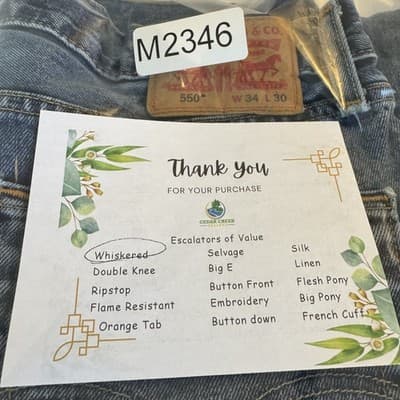 Levis 550 Jeans Mens 34x30 Blue Relaxed Tapered Fit Whiskered Distressed Denim - Thumbnail 9