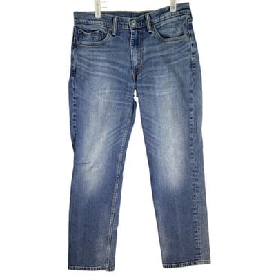 Levis 514 Jeans Mens 32x30 Blue Whiskered Straight Leg Medium Wash Denim Pants - Image 1