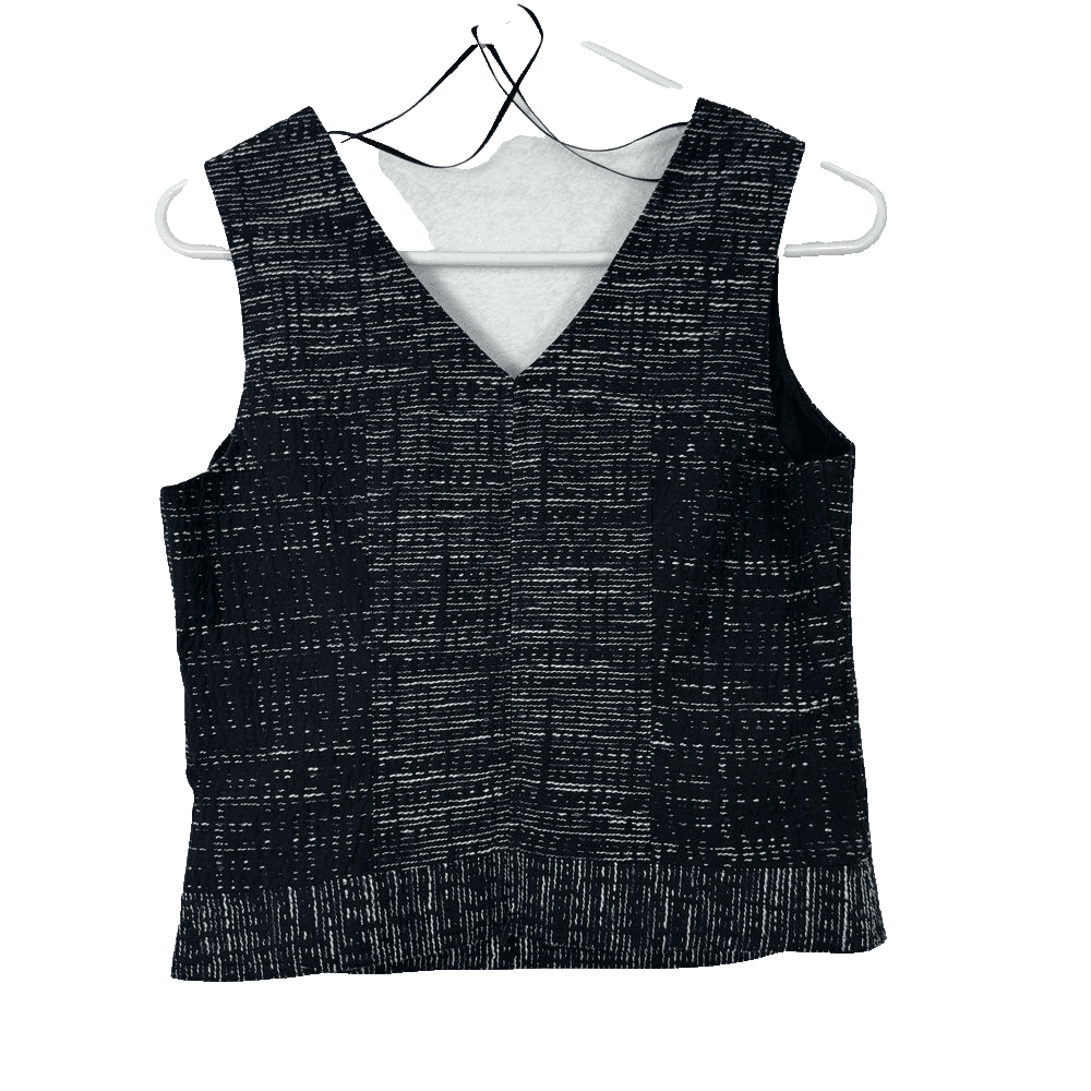 Banana Republic Black Tweed Sleeveless Cotton-Blend Blouse • Womens Size 0 W253 - Thumbnail 3