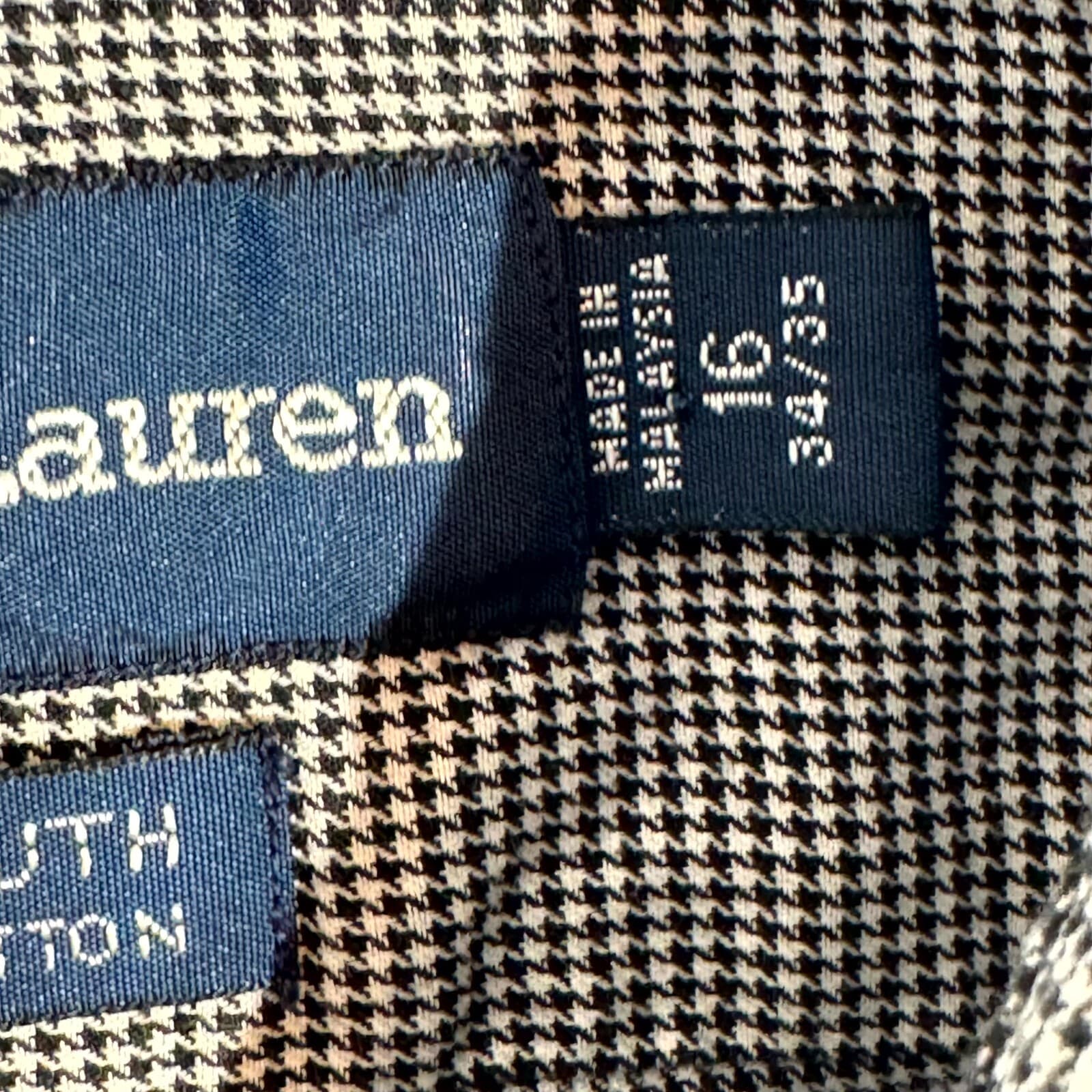 Ralph Lauren Yarmouth Men’s Dress Shirt 16 34/35 Gray Houndstooth Cotton - Thumbnail 10