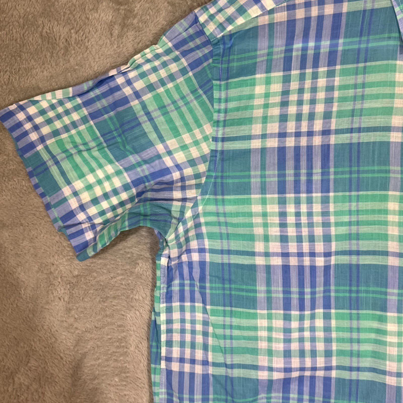 Vineyard Vines Men’s Murray Shirt XL Blue Plaid 100% Cotton Short Sleeve - Thumbnail 3