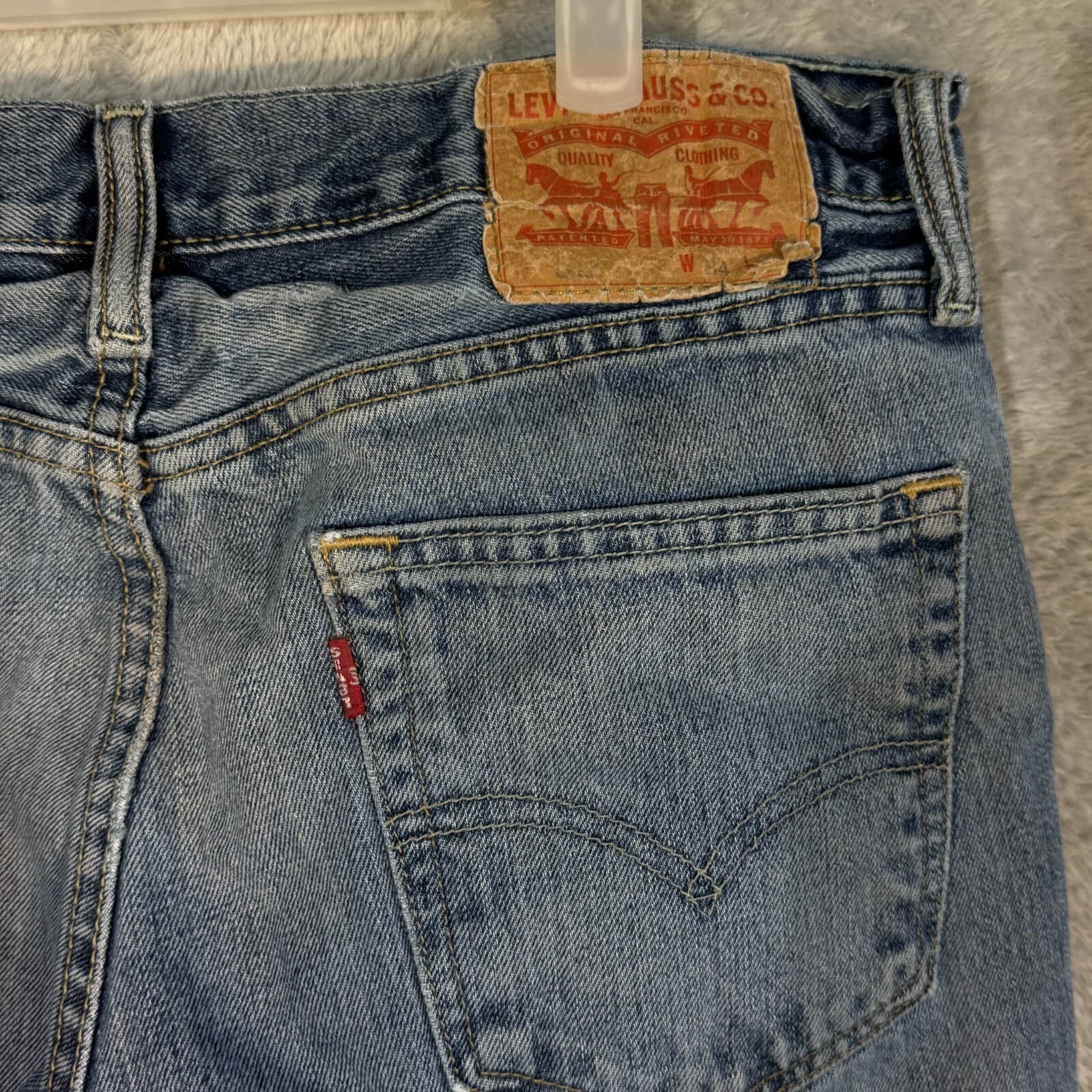 Levi’s 501 Men’s Jeans 34x34 Blue Denim Straight Leg Button Fly - Thumbnail 9