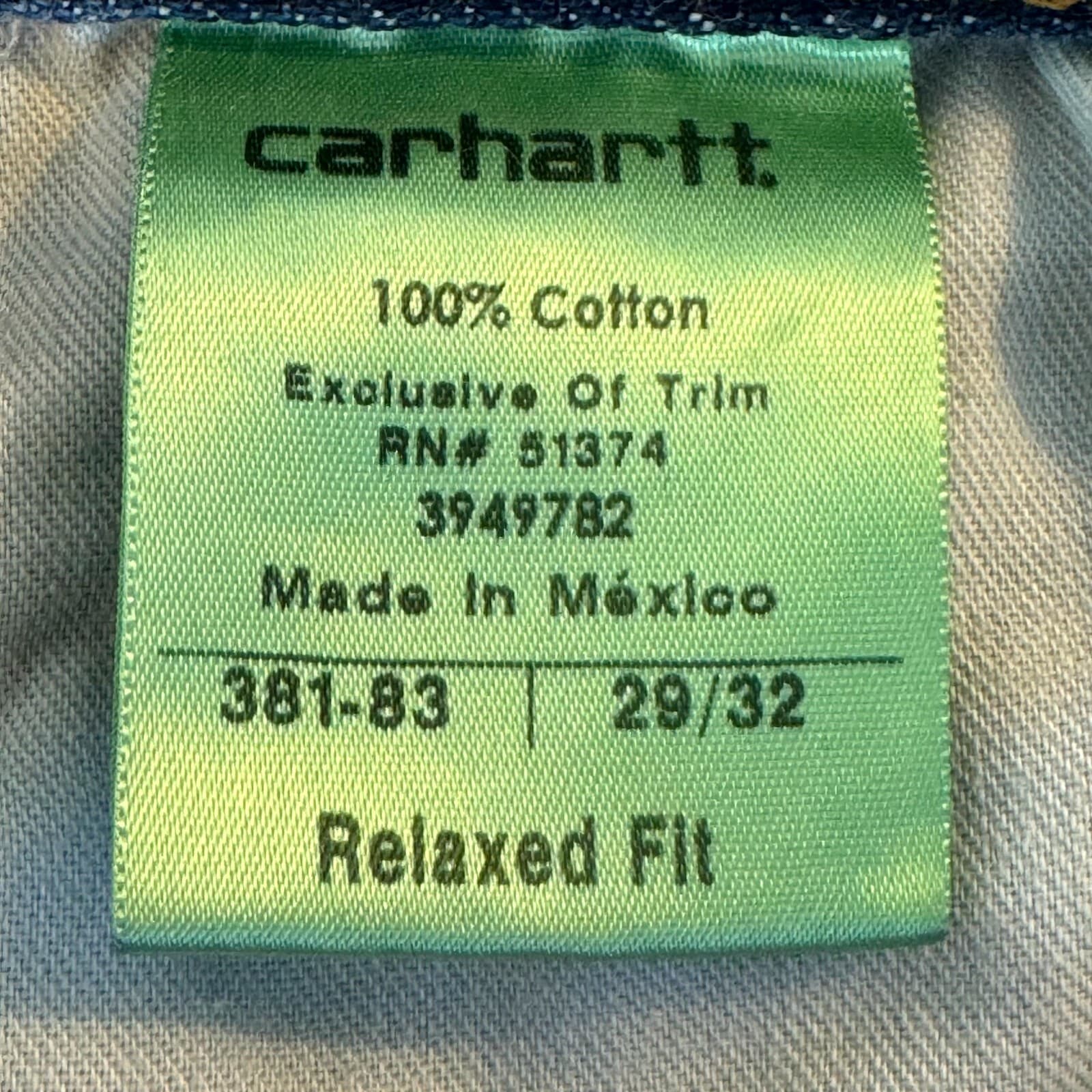 Carhartt 381-83 Jeans Men's 29x32 Blue Denim Relaxed Fit Workwear 100% Cotton - Thumbnail 7