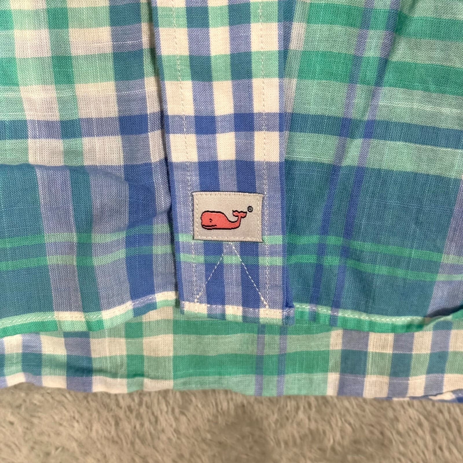 Vineyard Vines Men’s Murray Shirt XL Blue Plaid 100% Cotton Short Sleeve - Thumbnail 7