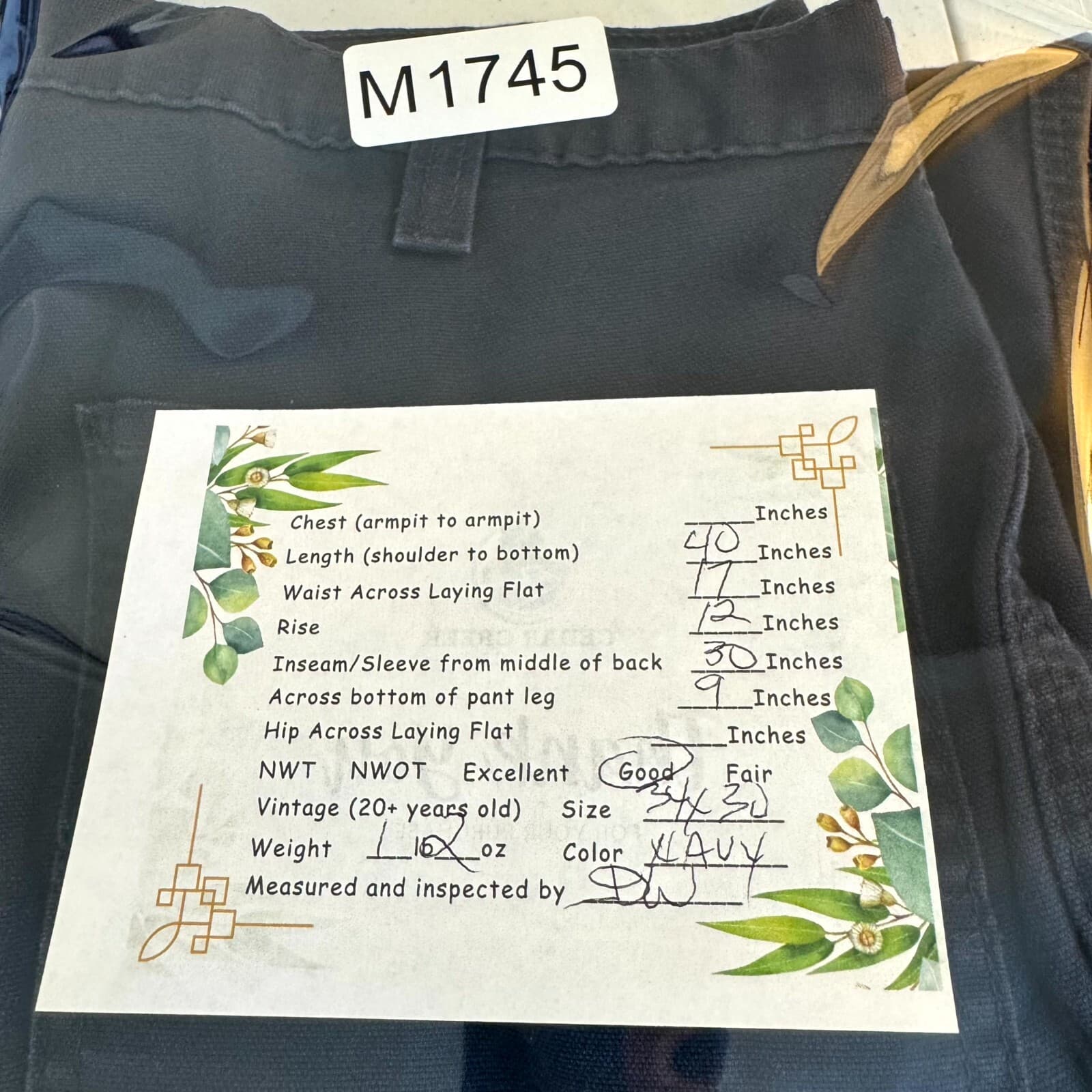 Carhartt Carpenter Pants Men 34x30 Navy Canvas Dungaree Fit Workwear 383-20 - Thumbnail 8