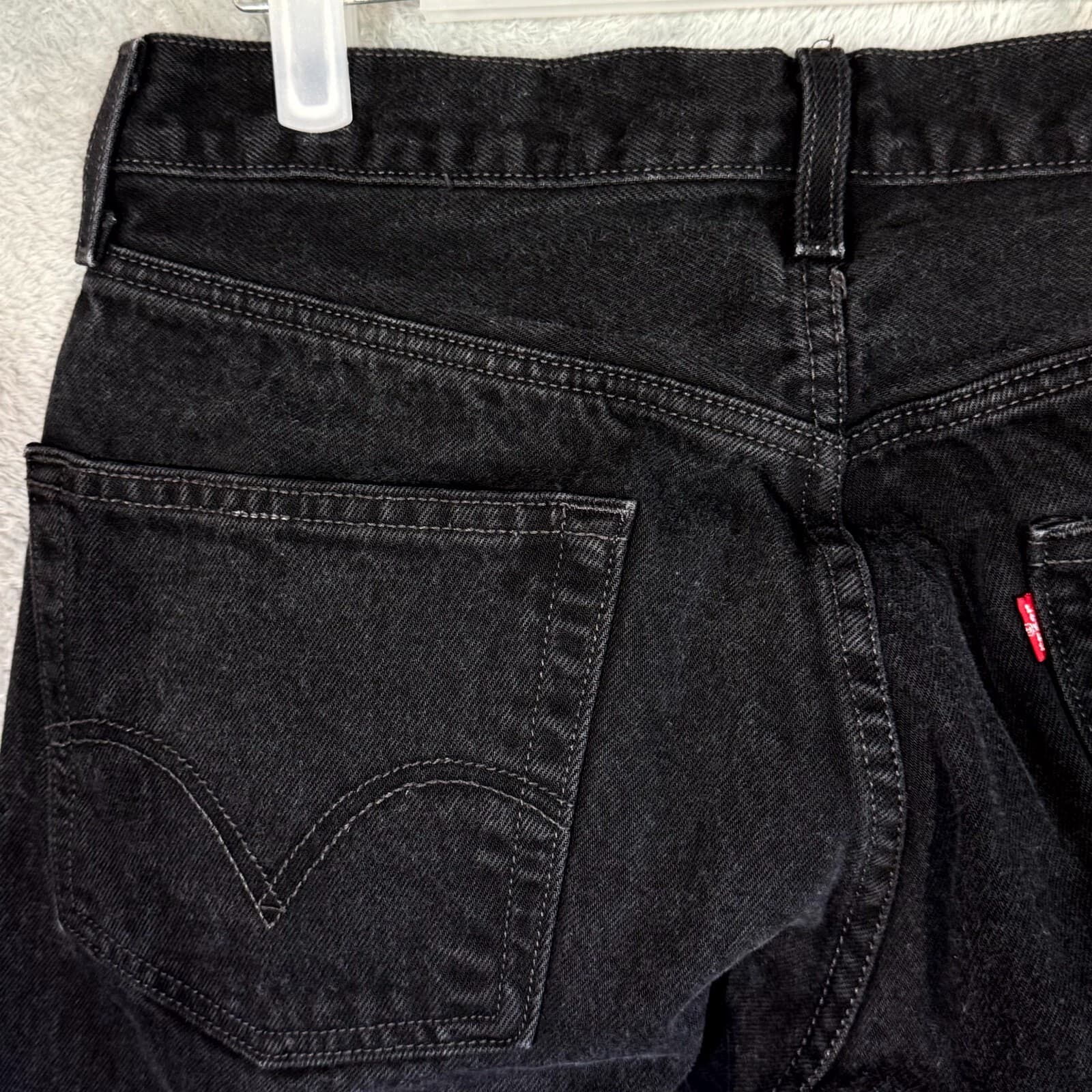 Levi’s 501 Men’s Jeans 38x32 Black Denim Button Fly Straight Leg - Thumbnail 6