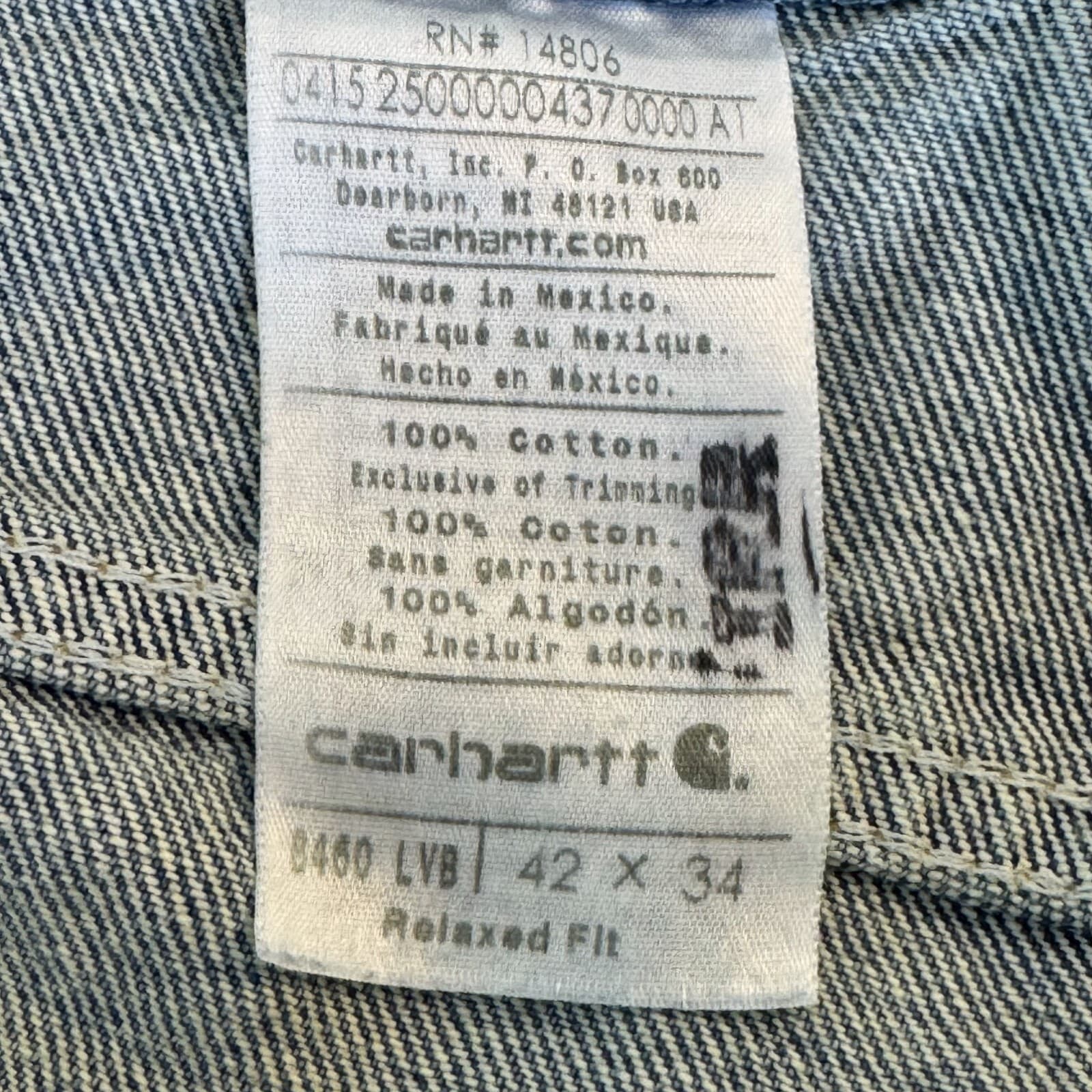 Carhartt 8462 Jeans Men's 42x34 Relaxed Fit Workwear Blue Denim - Thumbnail 5