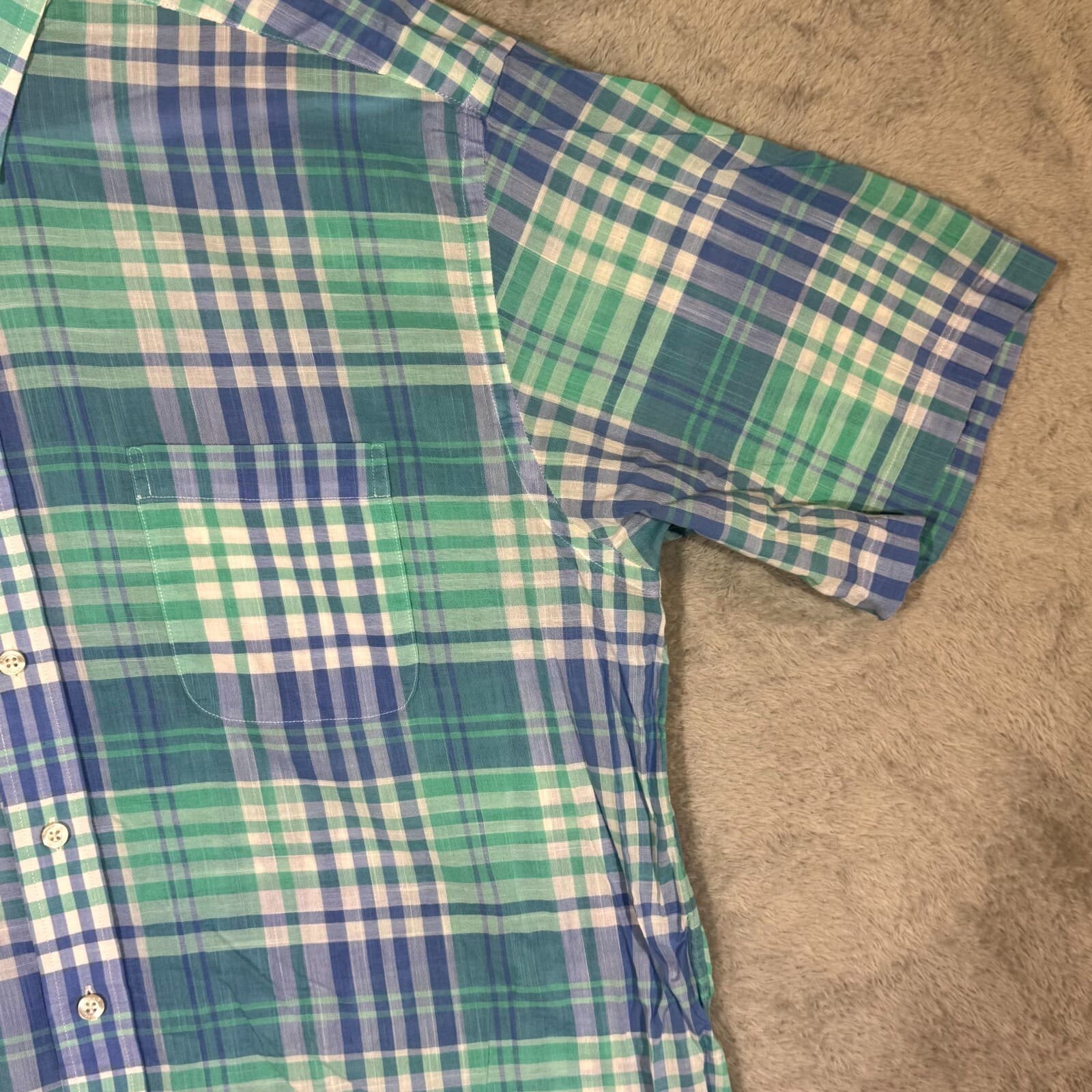 Vineyard Vines Men’s Murray Shirt XL Blue Plaid 100% Cotton Short Sleeve - Thumbnail 5
