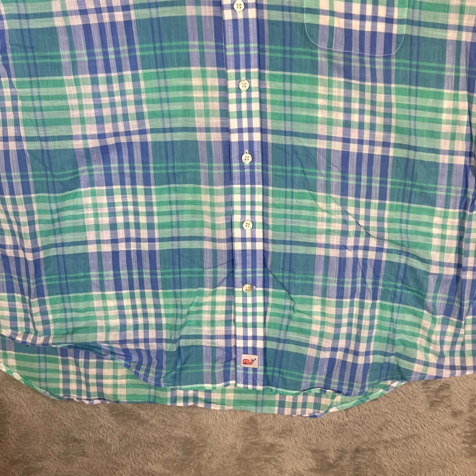 Vineyard Vines Men’s Murray Shirt XL Blue Plaid 100% Cotton Short Sleeve - Thumbnail 6