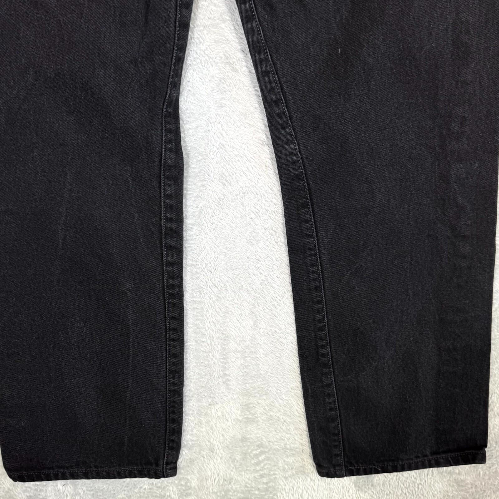 Levi’s 501 Men’s Jeans 38x32 Black Denim Button Fly Straight Leg - Thumbnail 8