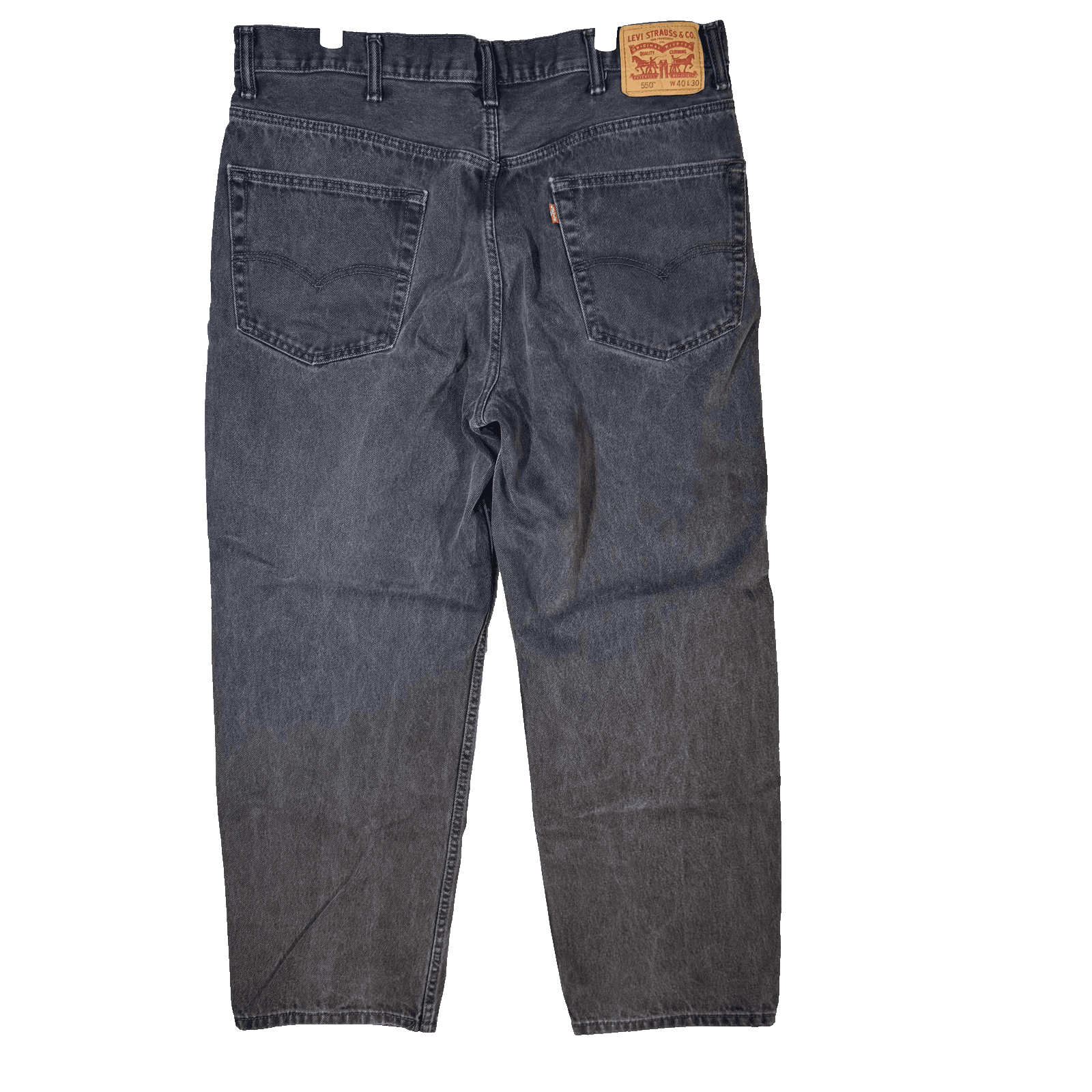 Levis 550 Jeans Mens 40x30 Black Tapered Leg Relaxed Fit Denim Pants Classic - Thumbnail 2