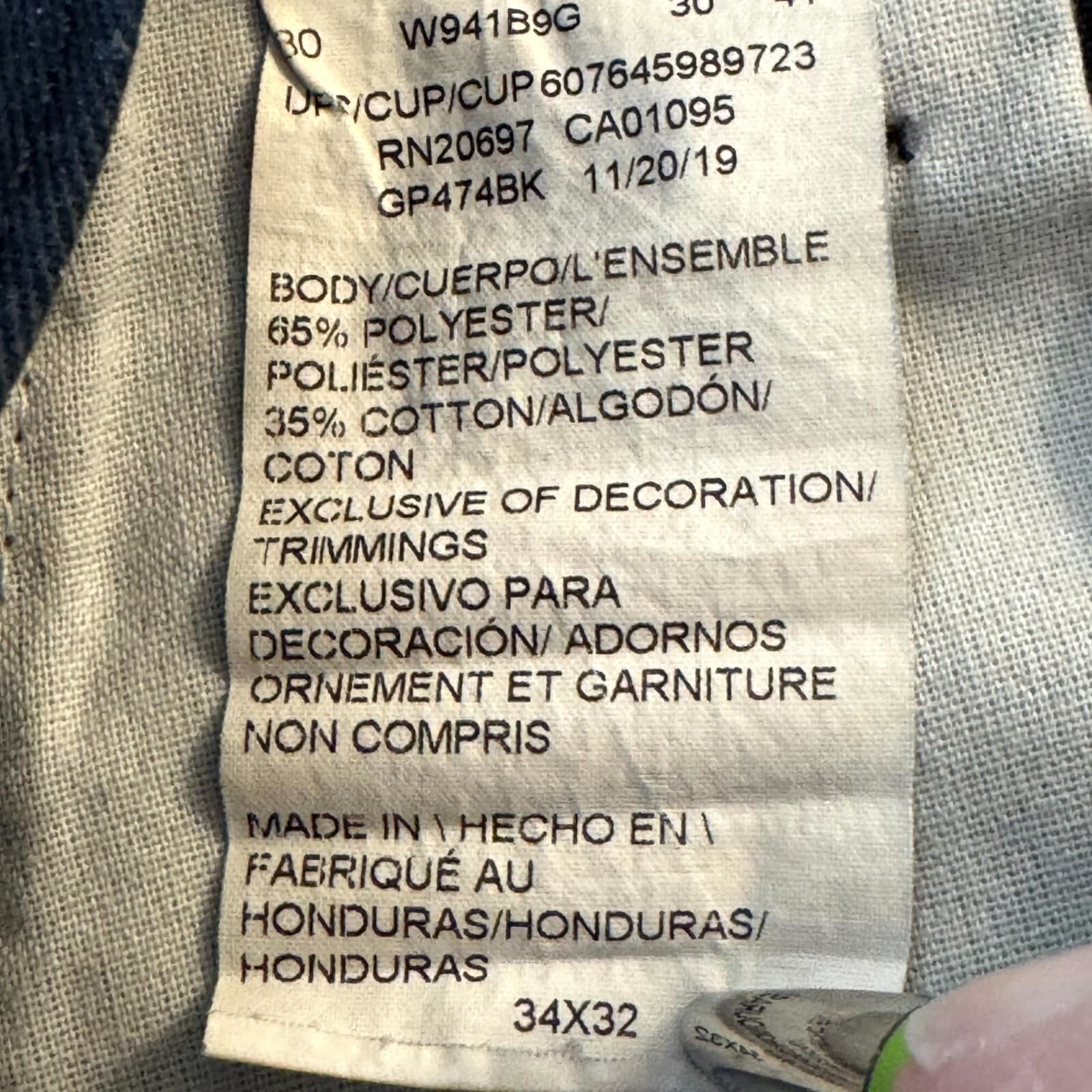 Dickies 874 Men’s Work Pants 34x32 Black Regular Fit Flat Front Zip Fly - Thumbnail 11