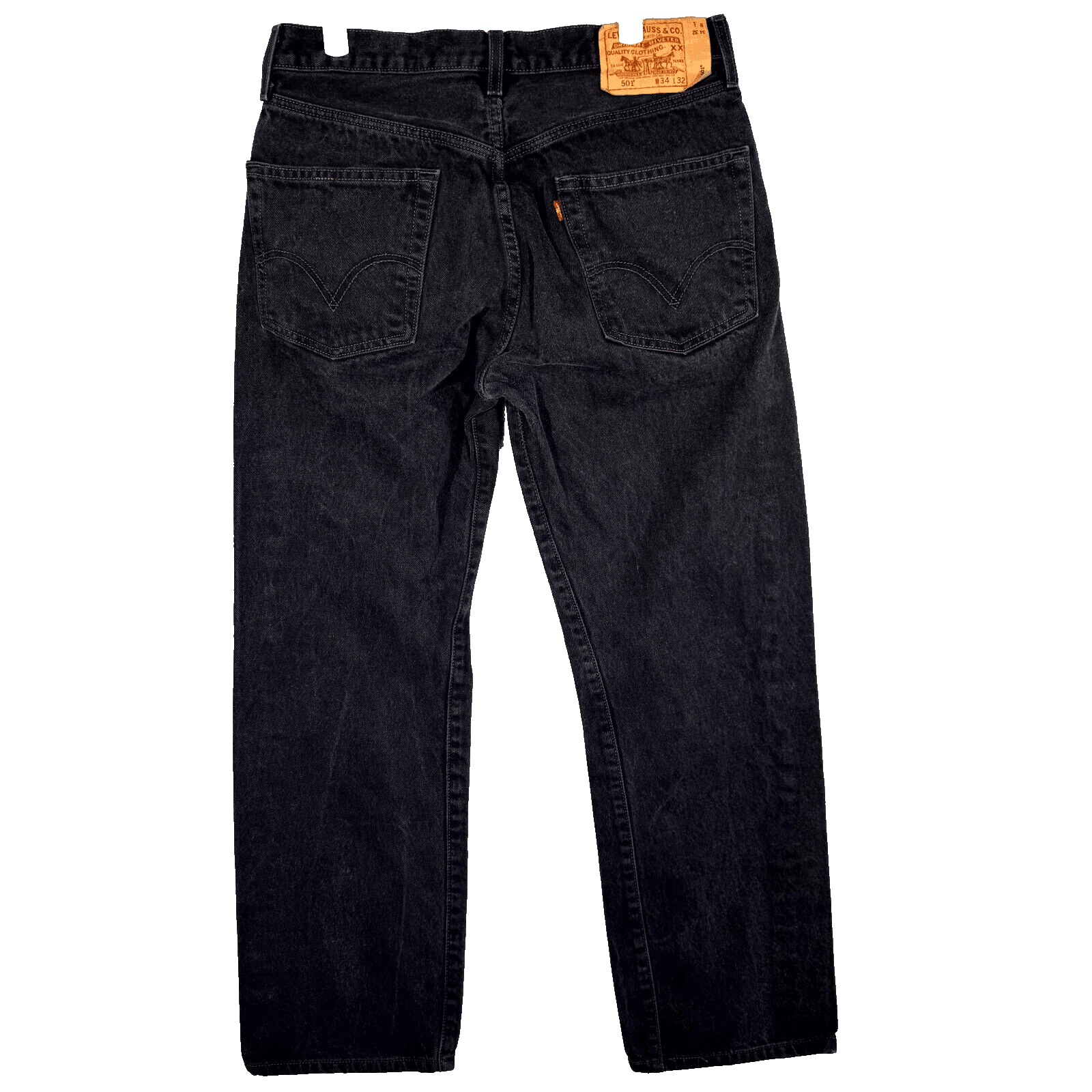 Levi’s 501 Men’s Jeans 38x32 Black Denim Button Fly Straight Leg - Thumbnail 2