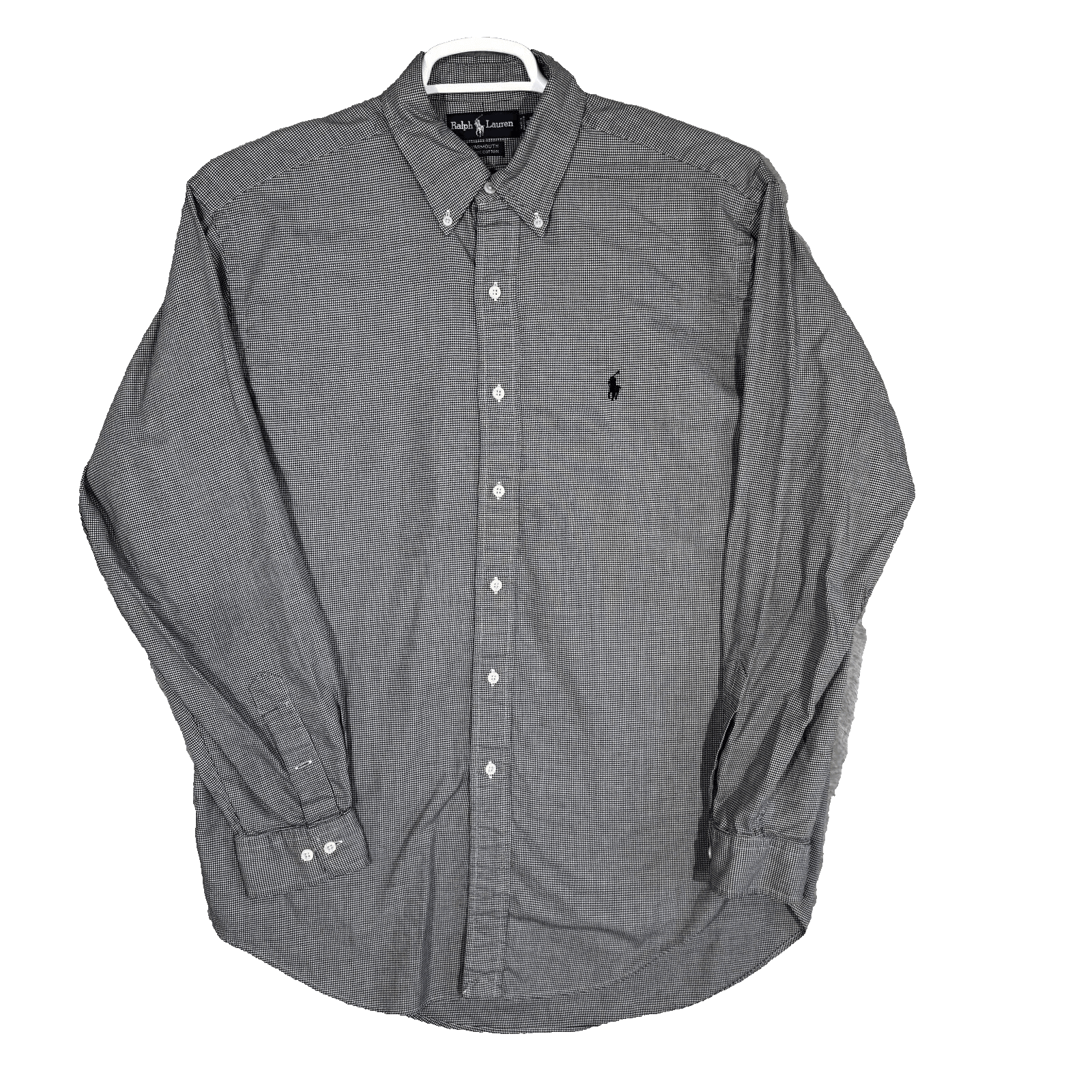 Ralph Lauren Yarmouth Men’s Dress Shirt 16 34/35 Gray Houndstooth Cotton - Image 1