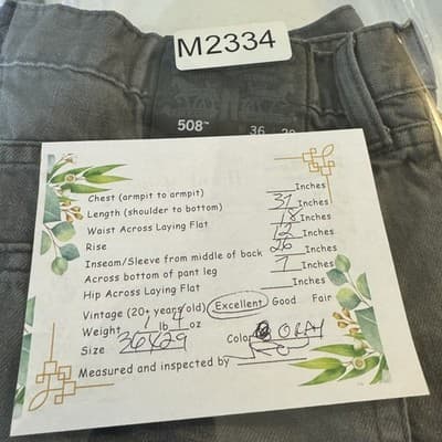 Levis 508 Jeans Mens 36x29 Gray Tapered Fit Denim Pants Stretch 100% Cotton - Thumbnail 7