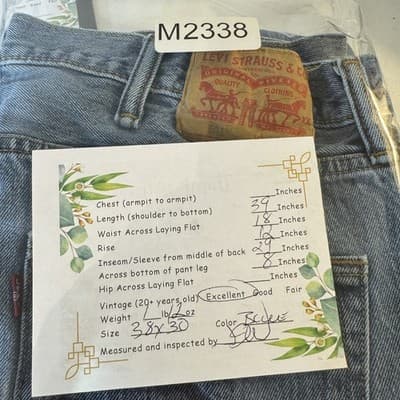 Levis 501 Jeans Mens 38x30 Straight Leg Button Fly Classic Vintage Denim - Thumbnail 9