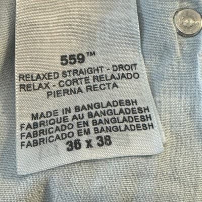 Levis 559 Jeans Mens 36x34 Blue Relaxed Straight Leg Medium Wash Denim Pants - Thumbnail 6