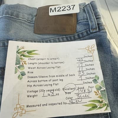 Levis 559 Jeans Mens 36x34 Blue Relaxed Straight Leg Medium Wash Denim Pants - Thumbnail 11