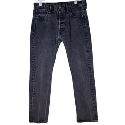 Levis 501 Jeans Mens 30x30 Black Straight Leg Button Fly Stretch Denim Pants - Image 1