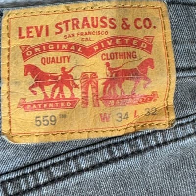 Levis 559 Jeans Mens 34x32 Gray Straight Leg Distressed Wash Denim Pants - Thumbnail 6
