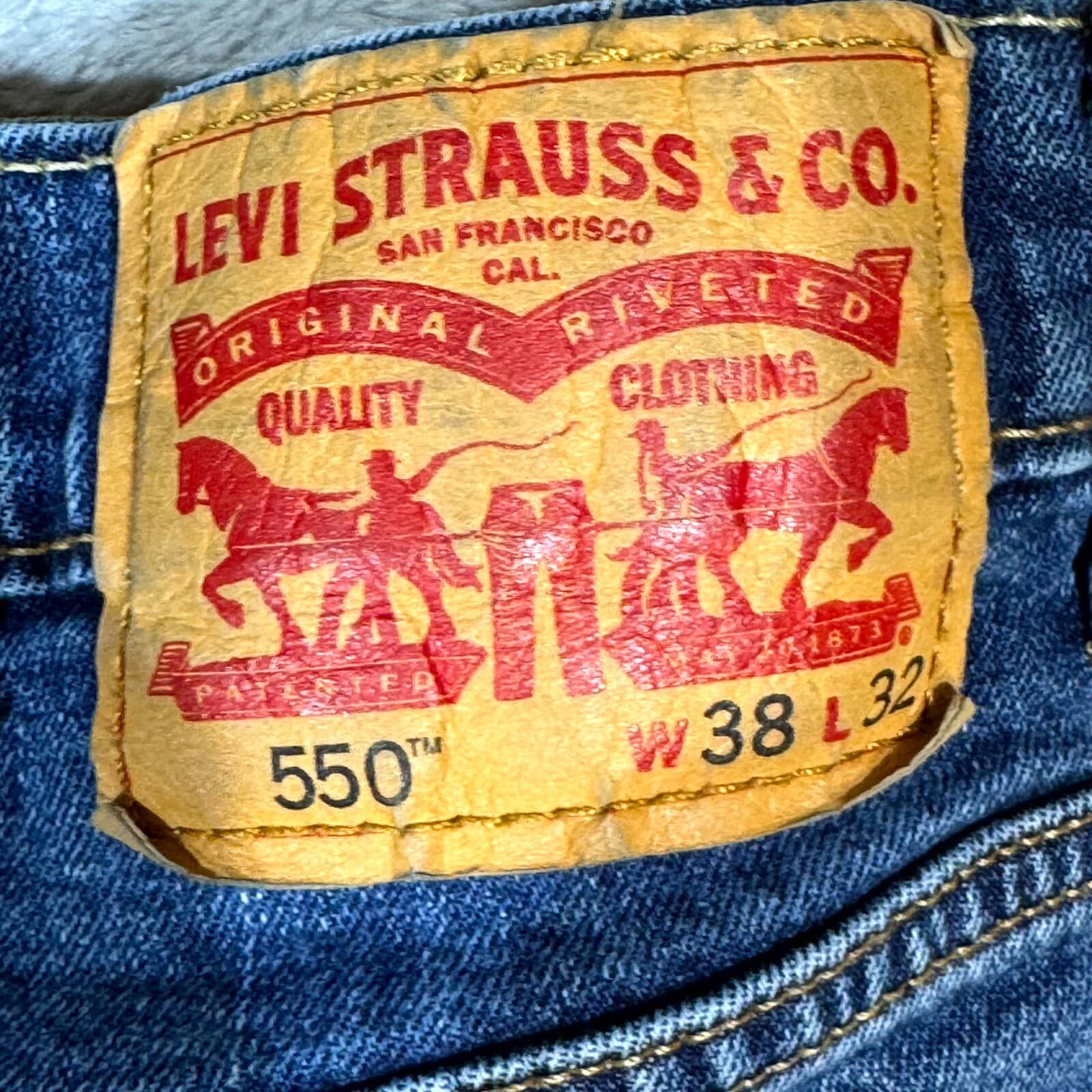 Levi's 550 Men’s Jeans 38 X 32 Blue Denim Stretch Relaxed Fit Straight Leg M1651 - Thumbnail 10