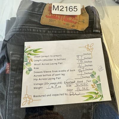 Levis 501 Jeans Mens 30x30 Black Straight Leg Button Fly Stretch Denim Pants - Thumbnail 9