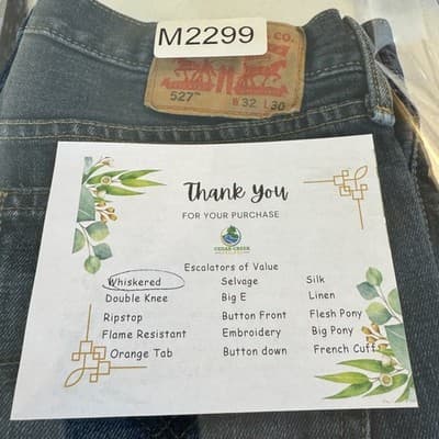 Levis 527 Jeans Mens 32x30 Blue Whiskered Bootcut Denim Pants Straight Leg - Thumbnail 8