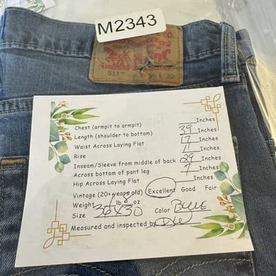 Levis 511 Jeans Mens 36x30 Blue Slim Fit Stretch Tapered Leg Denim Pants - Thumbnail 8