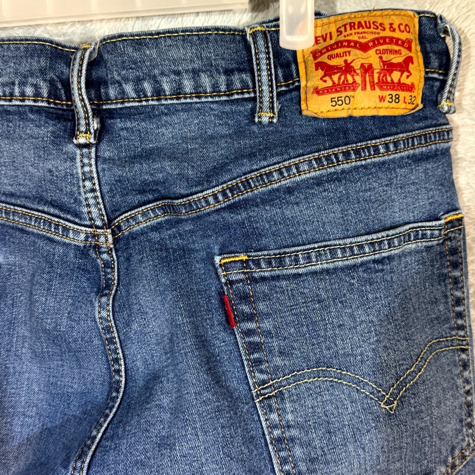 Levi's 550 Men’s Jeans 38 X 32 Blue Denim Stretch Relaxed Fit Straight Leg M1651 - Thumbnail 7