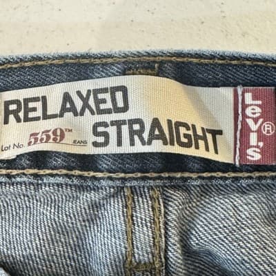 Levis 559 Jeans Mens 36x34 Blue Relaxed Straight Leg Medium Wash Denim Pants - Thumbnail 4