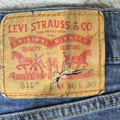 Levis 511 Jeans Mens 36x30 Blue Slim Fit Stretch Tapered Leg Denim Pants - Thumbnail 3