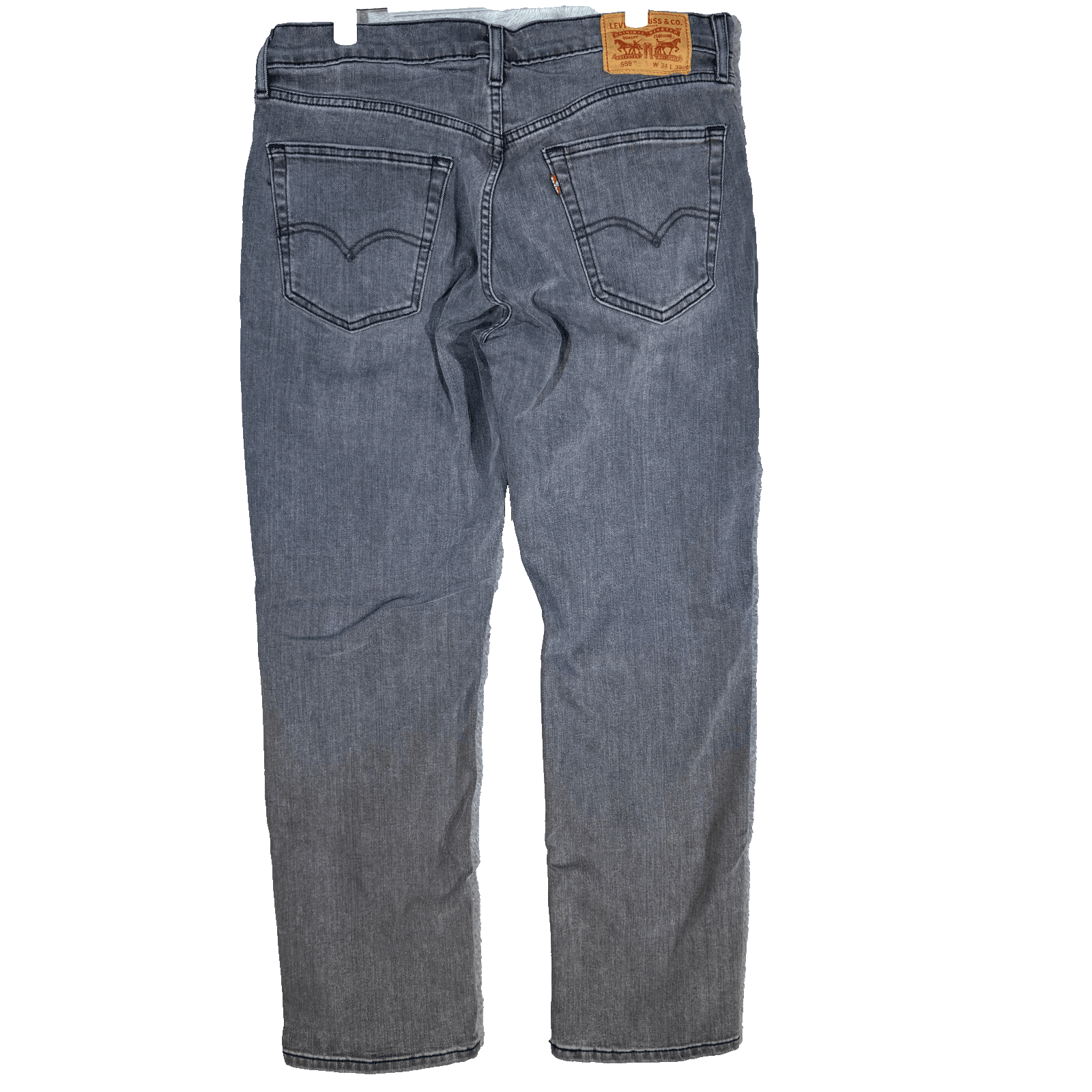 Levis 559 Jeans Mens 34x32 Gray Straight Leg Distressed Wash Denim Pants - Thumbnail 2