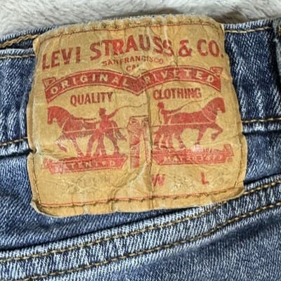 Levis 507 Jeans Mens 36x32 Blue Denim Stretch Tapered Medium Wash Classic - Thumbnail 3