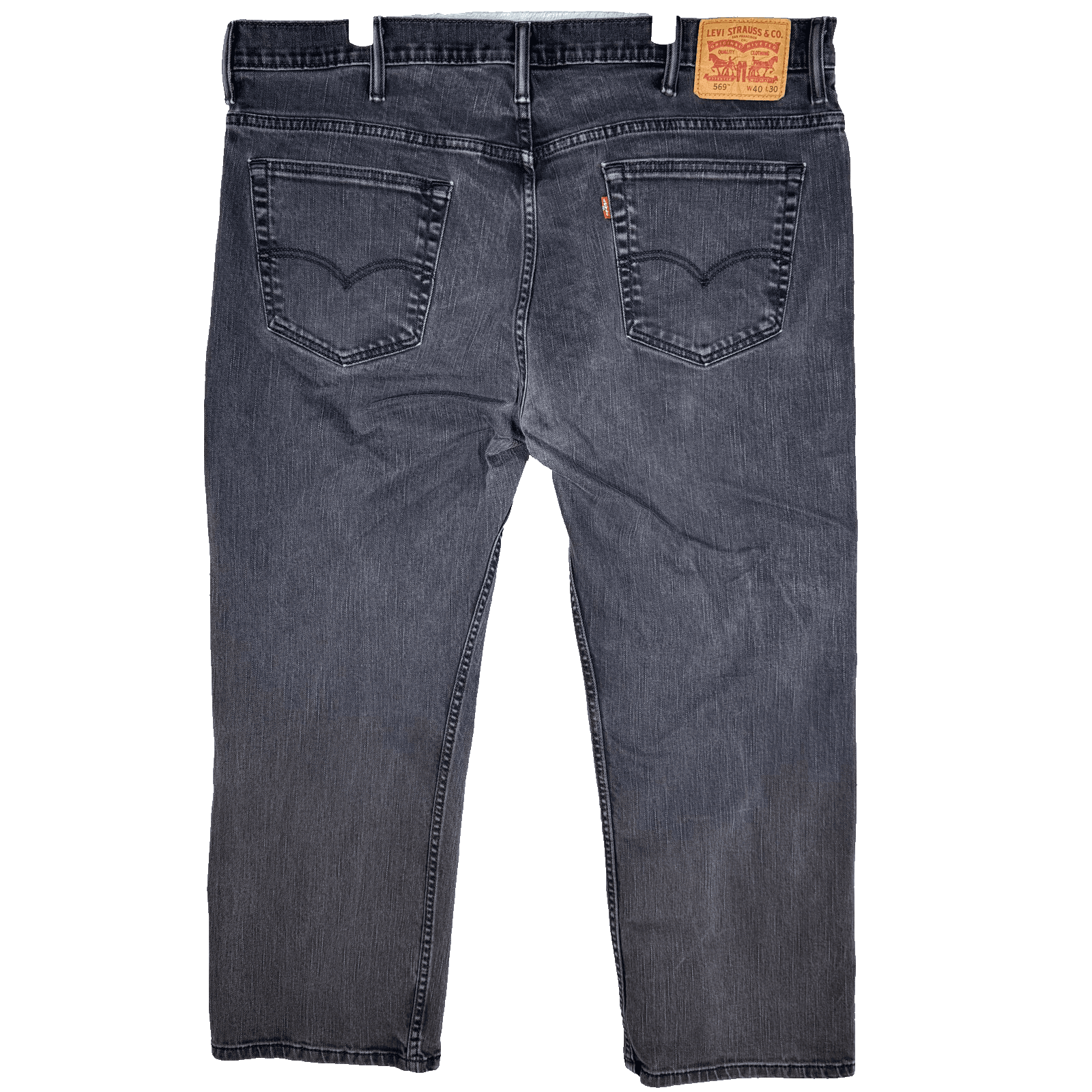 Levis 569 Jeans Mens 40x30 Black Loose Straight Fit Denim Comfort Stretch USA - Thumbnail 2