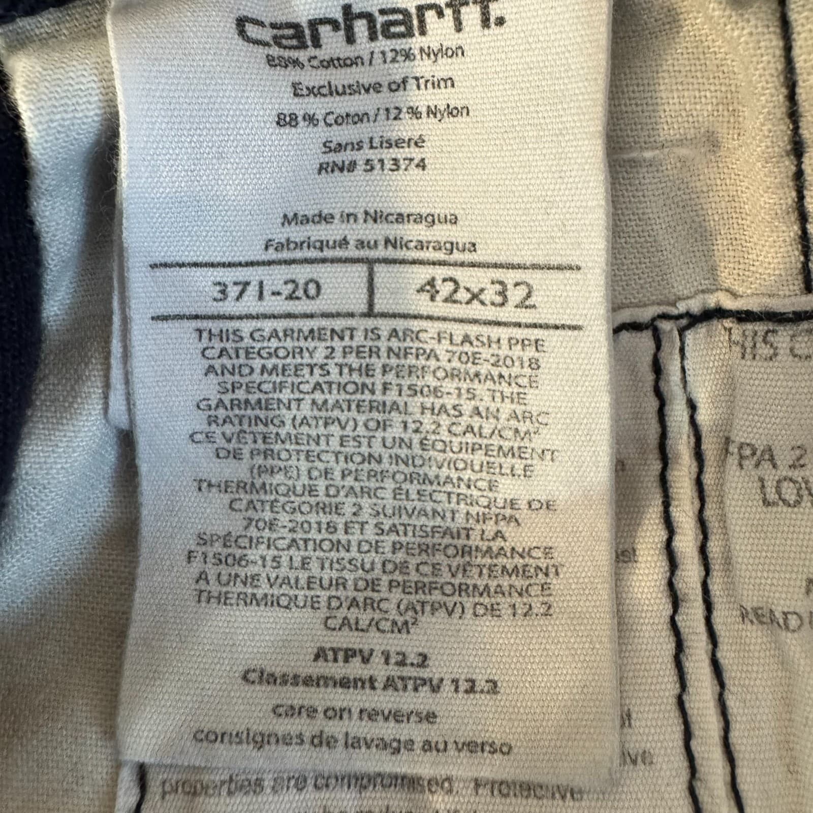 Carhartt Flame Resistant Chino Pants Men's 42x32 Navy FR Workwear - Thumbnail 14