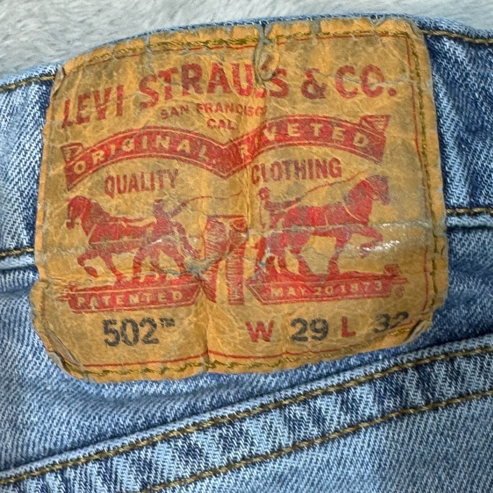 Levis 502 Mens Jeans 29x30 Blue Stretch Denim Mid Rise Straight Leg - Thumbnail 9