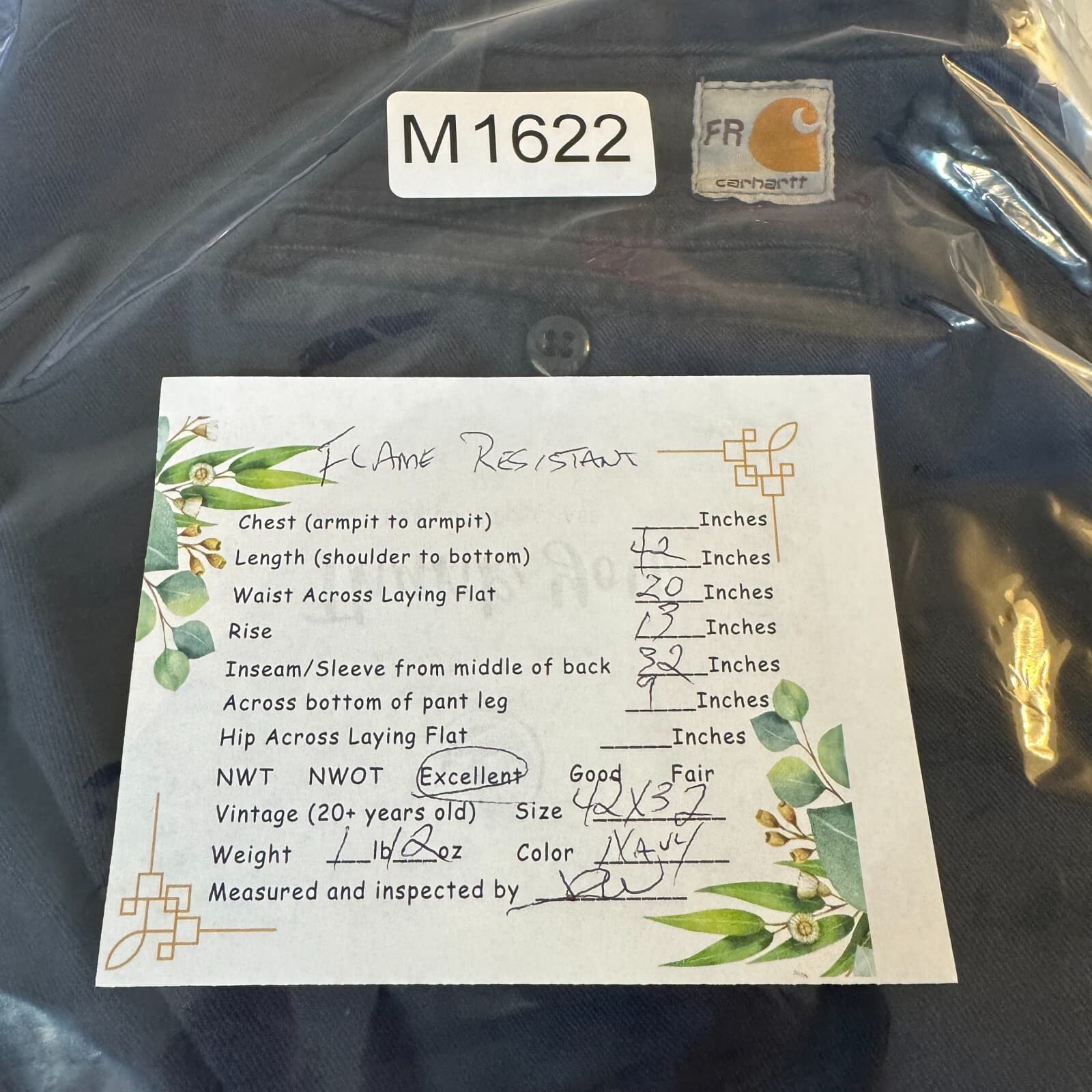 Carhartt Flame Resistant Chino Pants Men's 42x32 Navy FR Workwear - Thumbnail 8