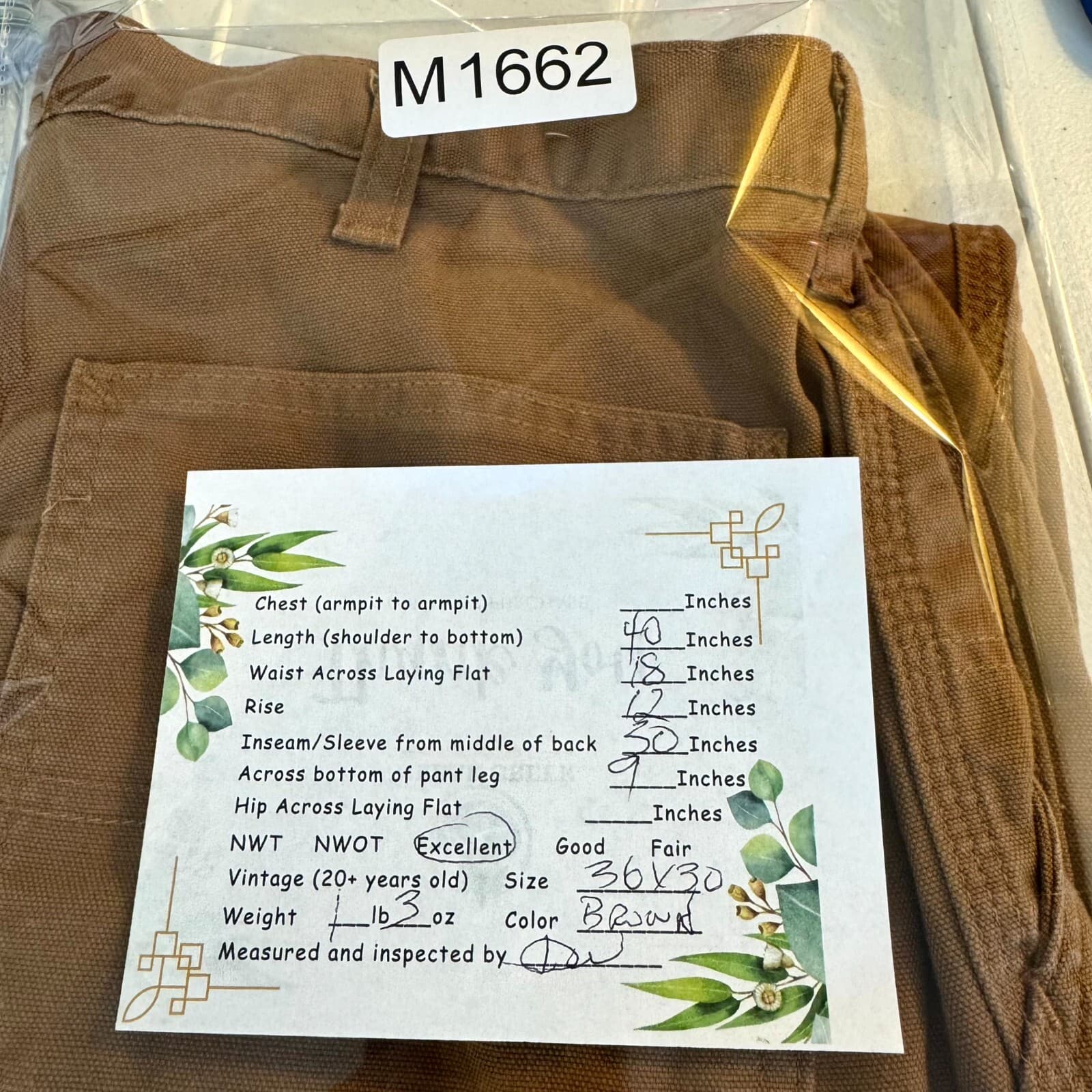 Carhartt Carpenter Jeans Men’s 36x30 Brown Cotton Dungaree Fit Straight - Thumbnail 12