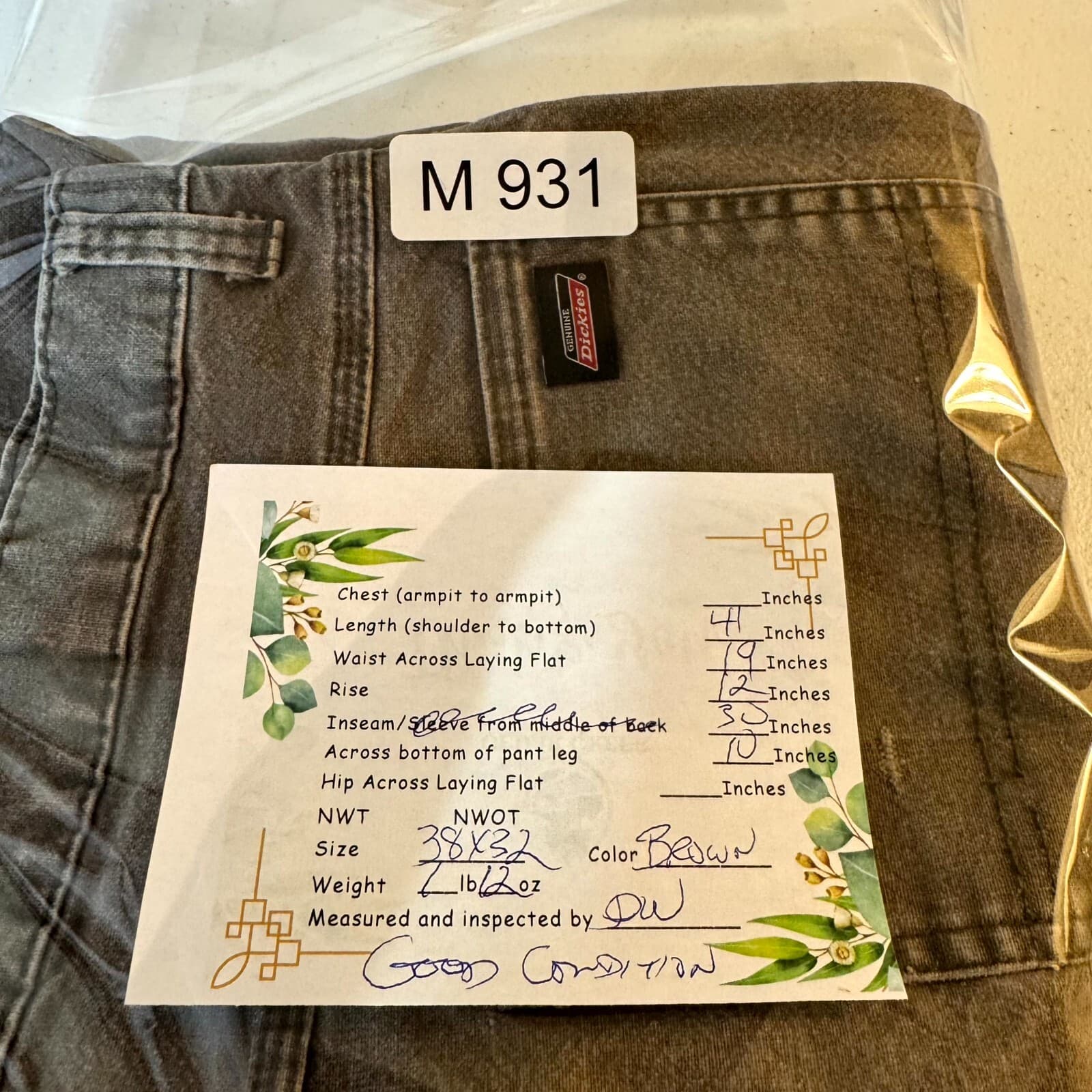 Dickies Carpenter Jeans Men’s 38x32 Brown Denim Stretch Workwear Straight Leg - Thumbnail 9