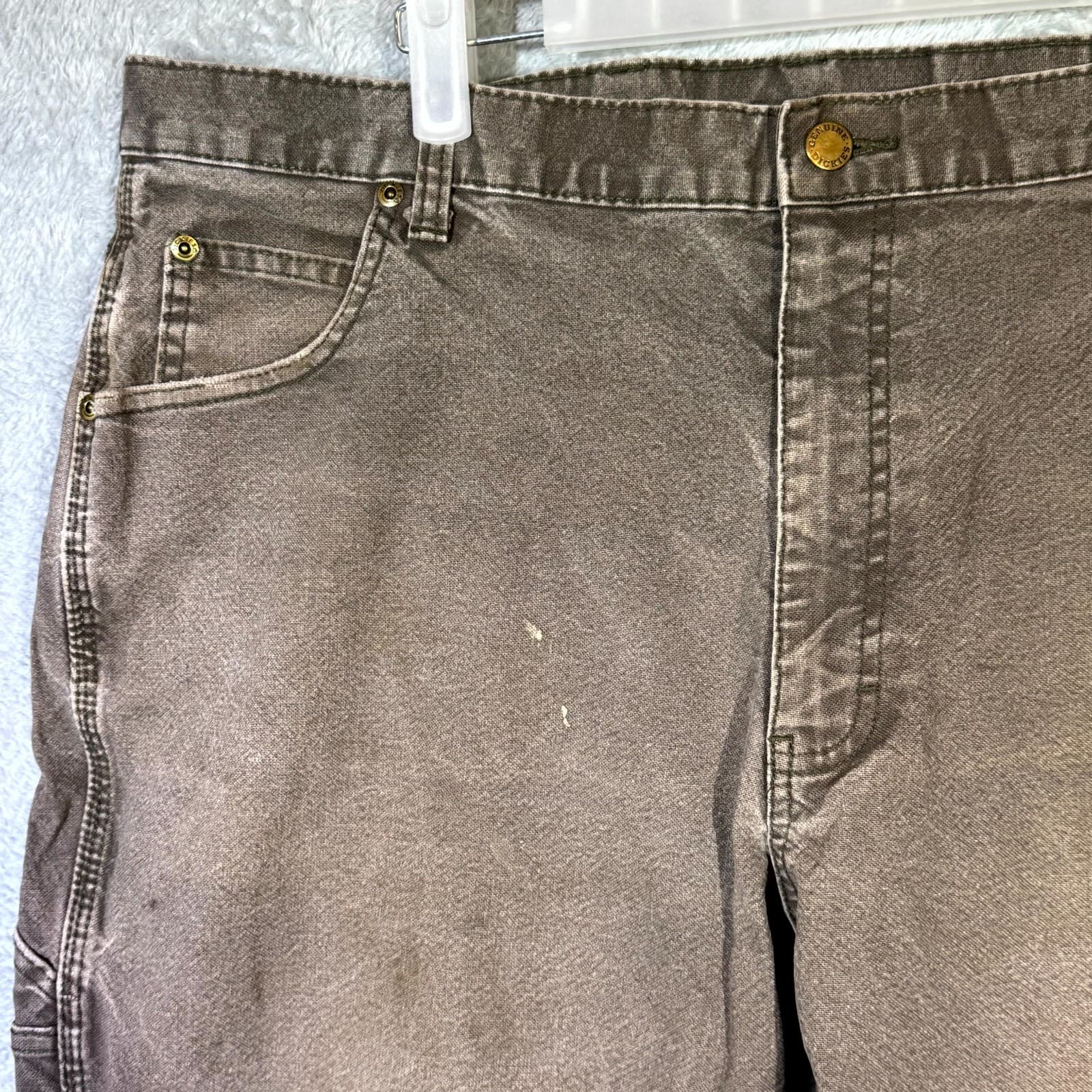 Dickies Carpenter Jeans Men’s 38x32 Brown Denim Stretch Workwear Straight Leg - Thumbnail 3