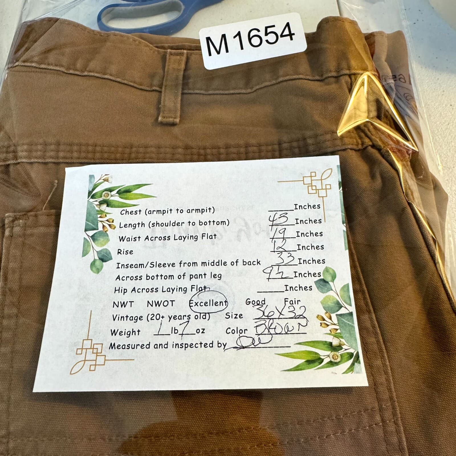 Dickies Carpenter Jeans Men 36x32 Brown Cotton Relaxed Fit Straight Leg - Thumbnail 8