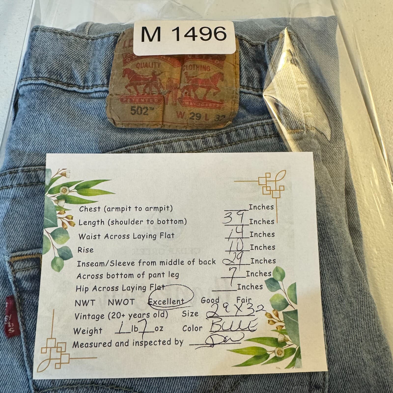 Levis 502 Mens Jeans 29x30 Blue Stretch Denim Mid Rise Straight Leg - Thumbnail 14