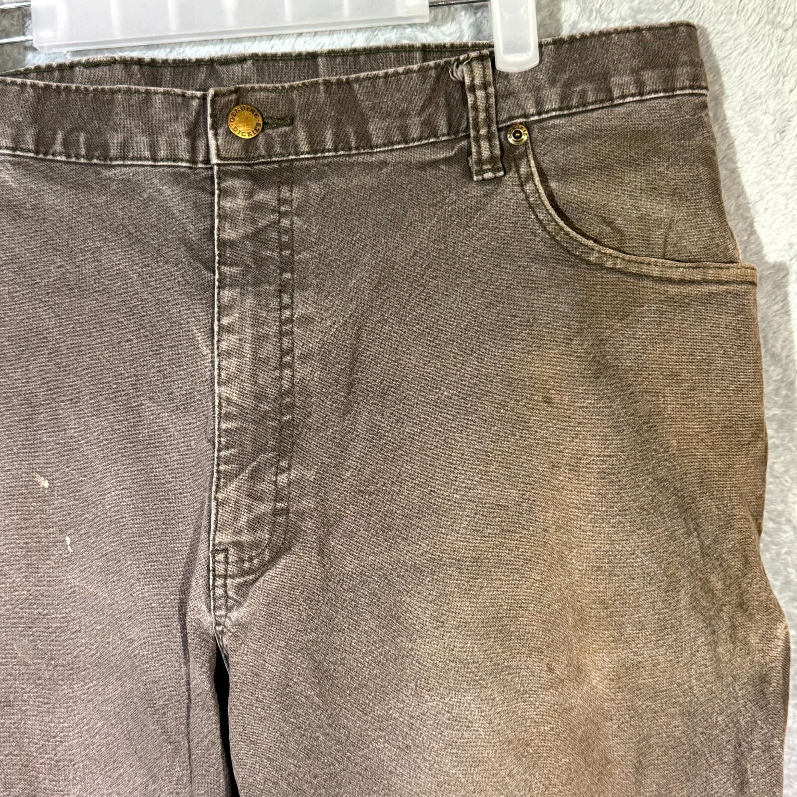 Dickies Carpenter Jeans Men’s 38x32 Brown Denim Stretch Workwear Straight Leg - Thumbnail 4